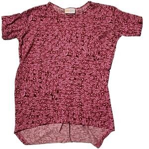 🌸 LuLaRoe Kids Size 6 Floral Print Top Short Sleeves - Burgundy/Purple Colors